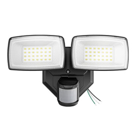 Onforu 32W two-head motion light, front view, boosts outdoor security.