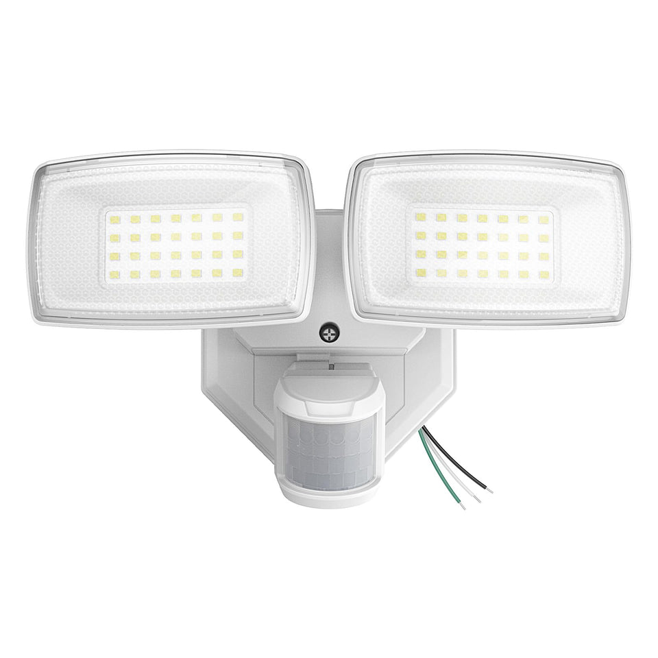 Onforu 32W dual-head motion sensor outdoor light illuminating entry area