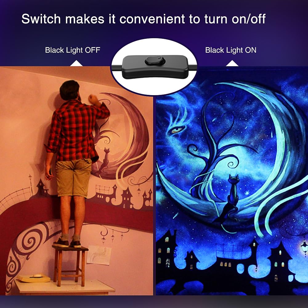 Onforu 38W blacklight outdoor Halloween setup with glow