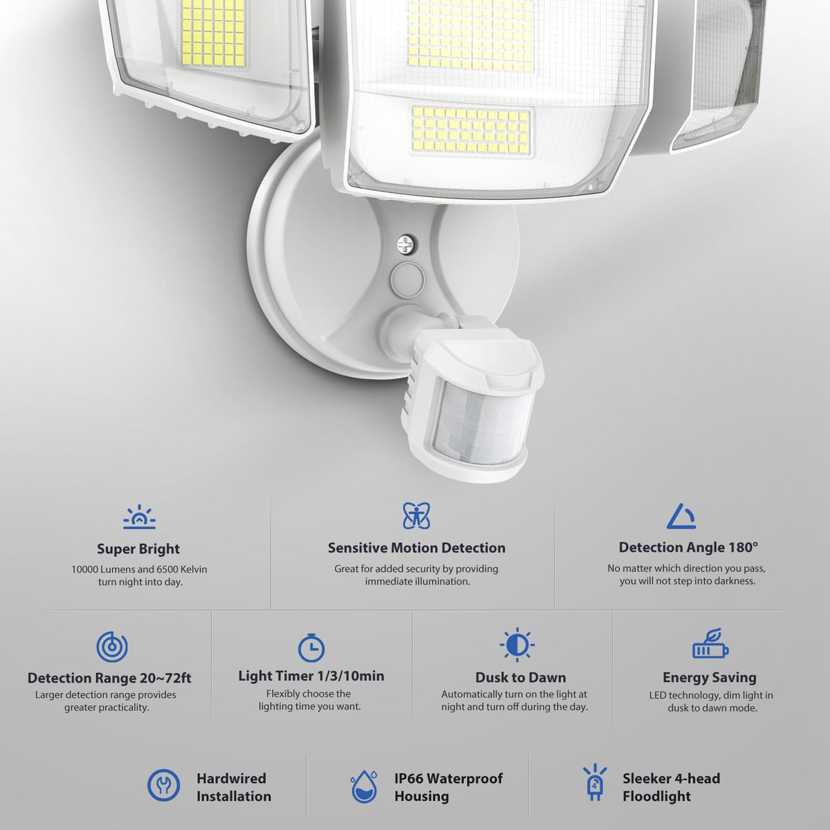 Onforu 4-head dusk-to-dawn coverage for large outdoor areas