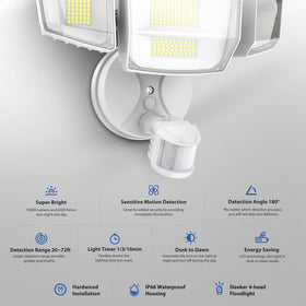 Onforu 4-head dusk-to-dawn coverage for large outdoor areas