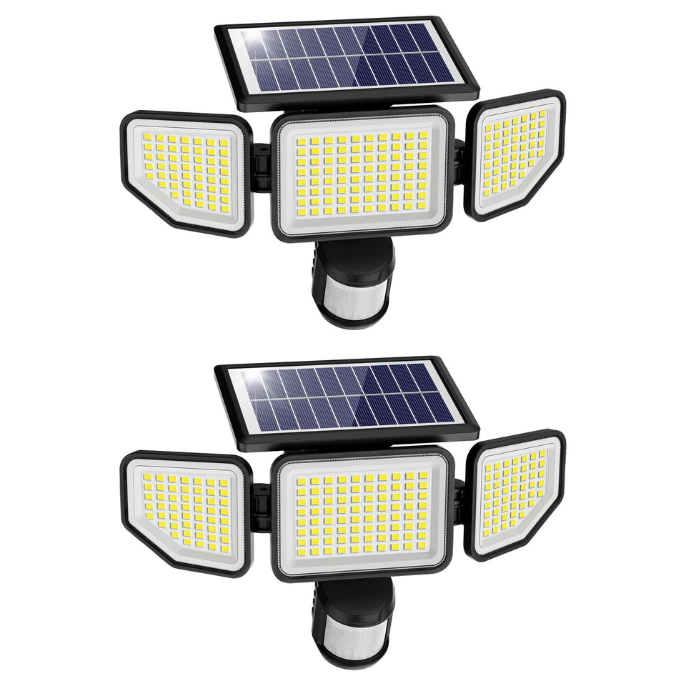 Onforu 4500LM three-head solar lights with wide coverage in front view