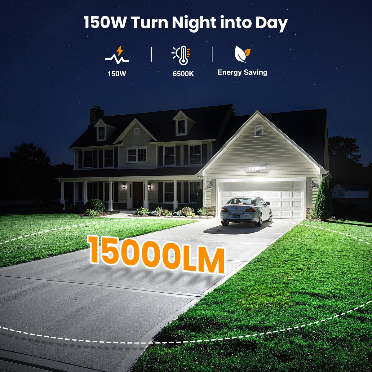Onforu 5-head adjustable flood light angles for targeted driveway and patio lighting.