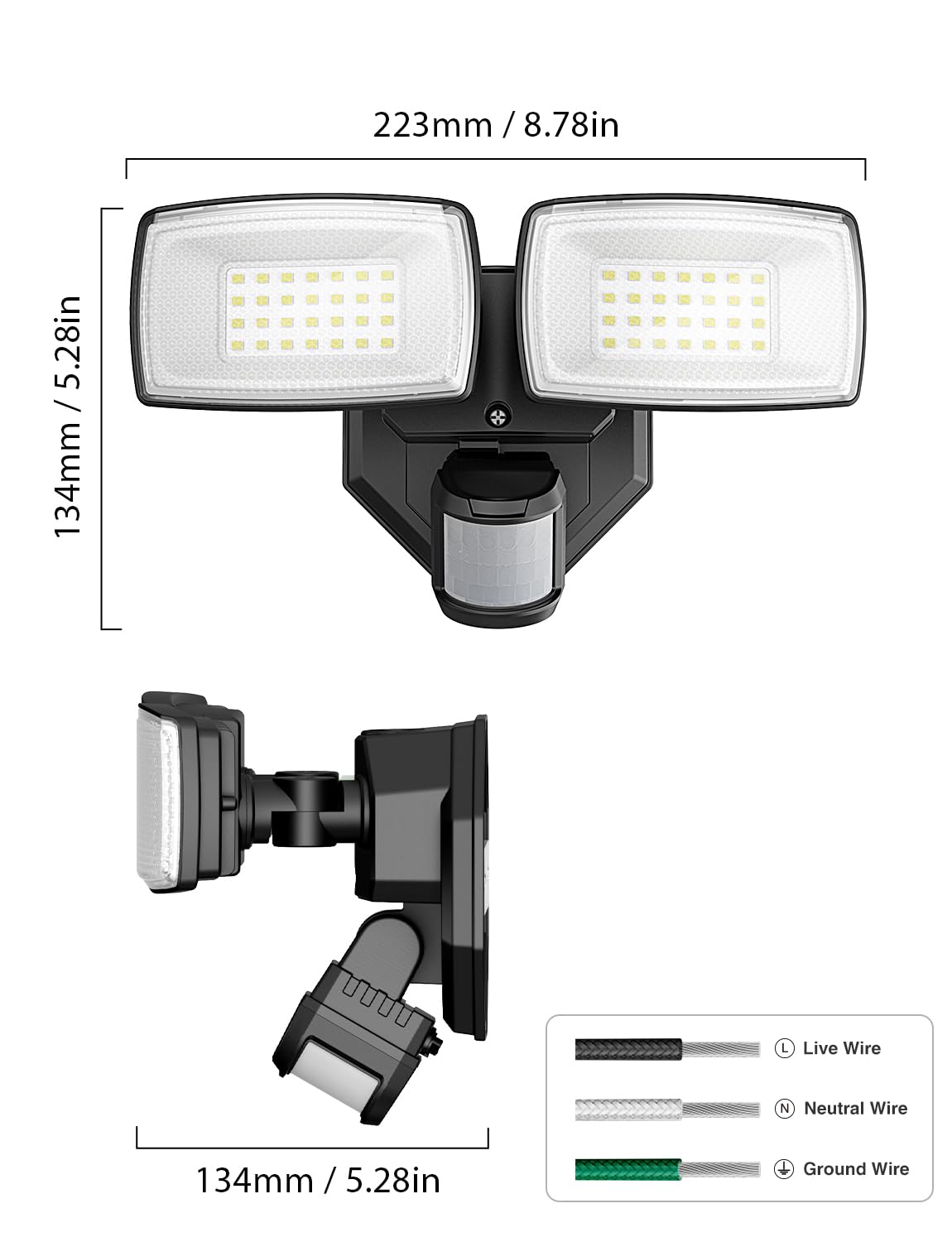 Onforu 6500K cool white outdoor light creates bright exterior ambiance.