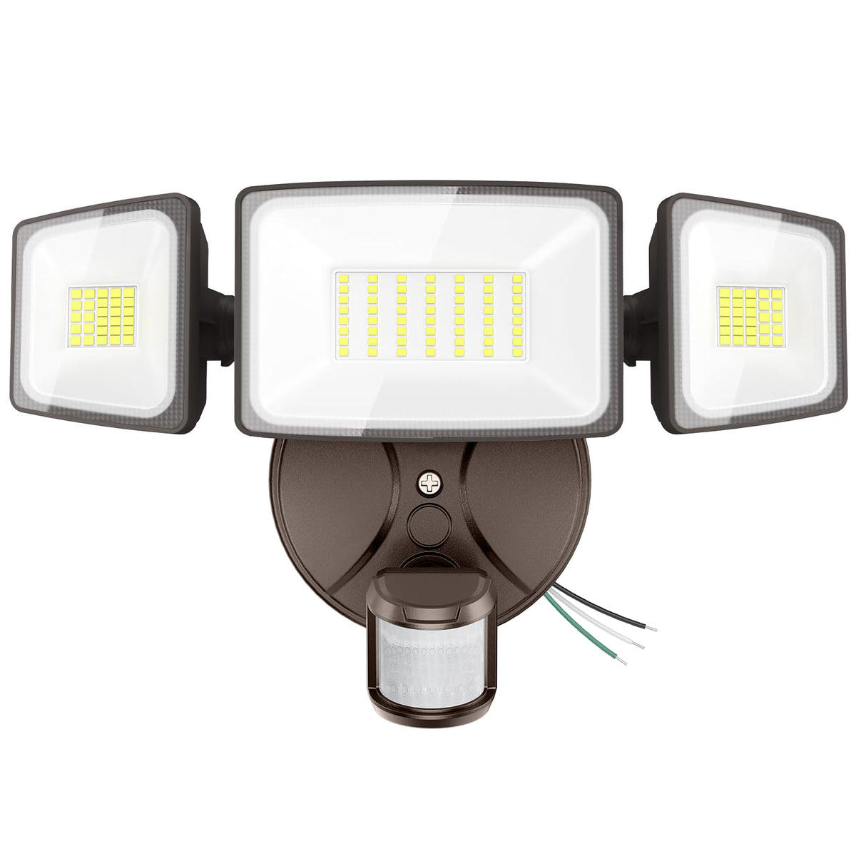 Onforu 75W flood light, three-head angle, broad outdoor coverage for yards and entryways