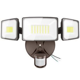 Onforu 75W flood light, three-head angle, broad outdoor coverage for yards and entryways