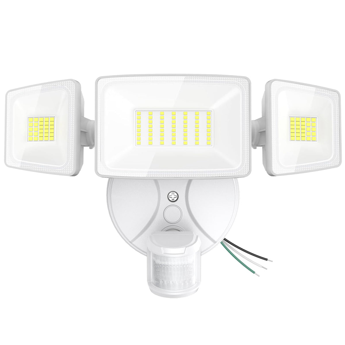 Onforu 75W flood light triple-head front view provides broad exterior illumination.