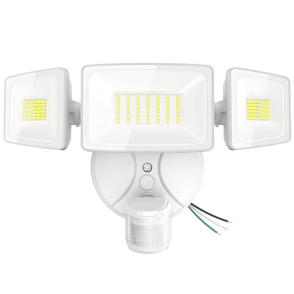 Onforu 75W flood light triple-head front view provides broad exterior illumination.