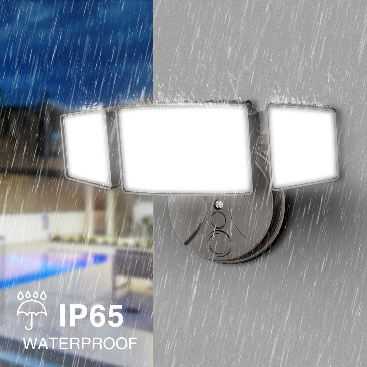 Onforu 75W flood light mounted on eave for quick installation