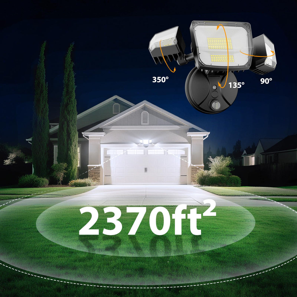 Onforu adjustable heads allow precise aiming to cover pathways and entryways.