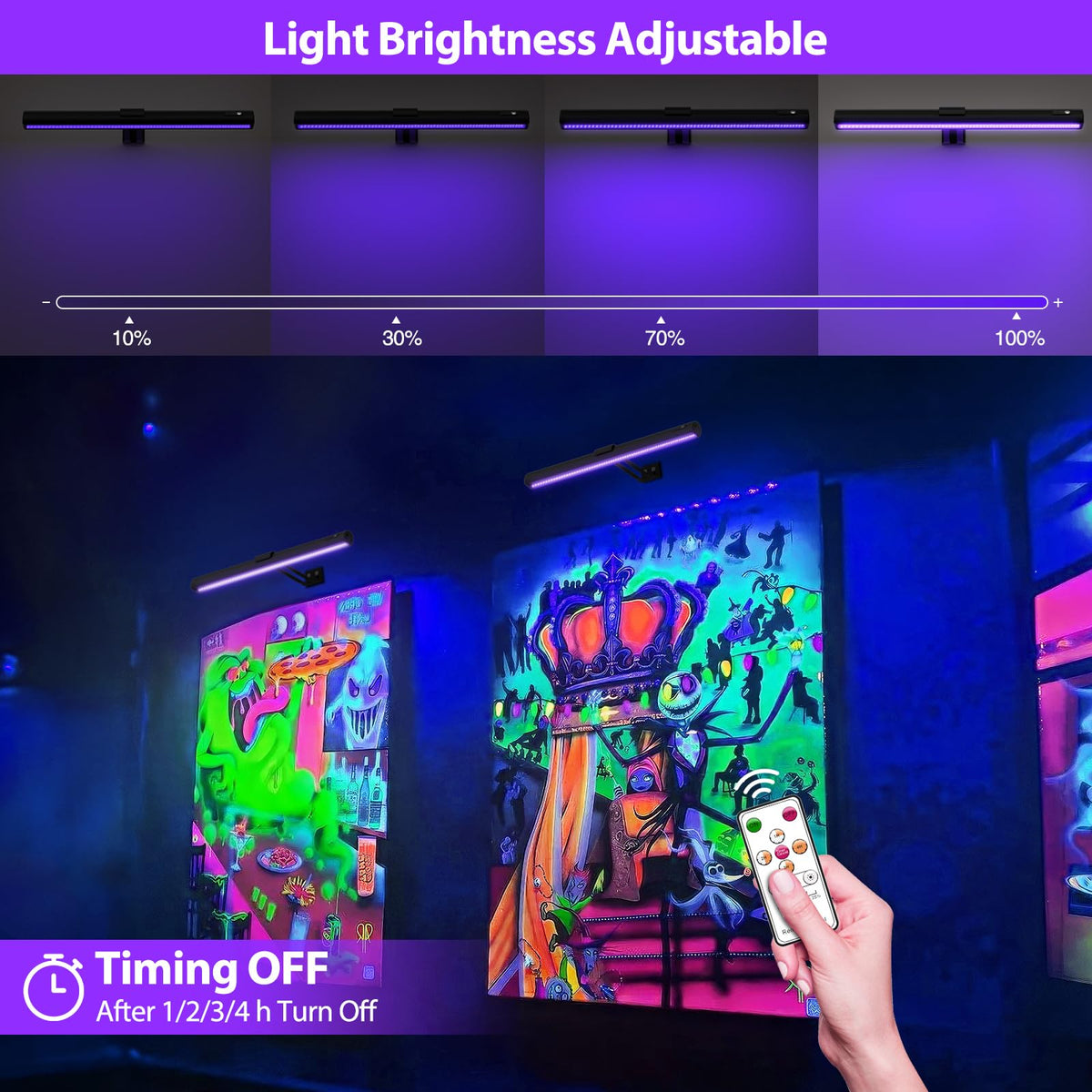 Onforu blacklight bar indicator light shows charging status for easy power management.
