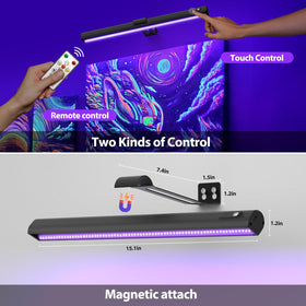 Onforu blacklight bar magnetic bracket secures mounting with flexible lighting direction.
