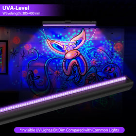 Onforu blacklight bar uses 385-400 nm safe wavelength for home decor.