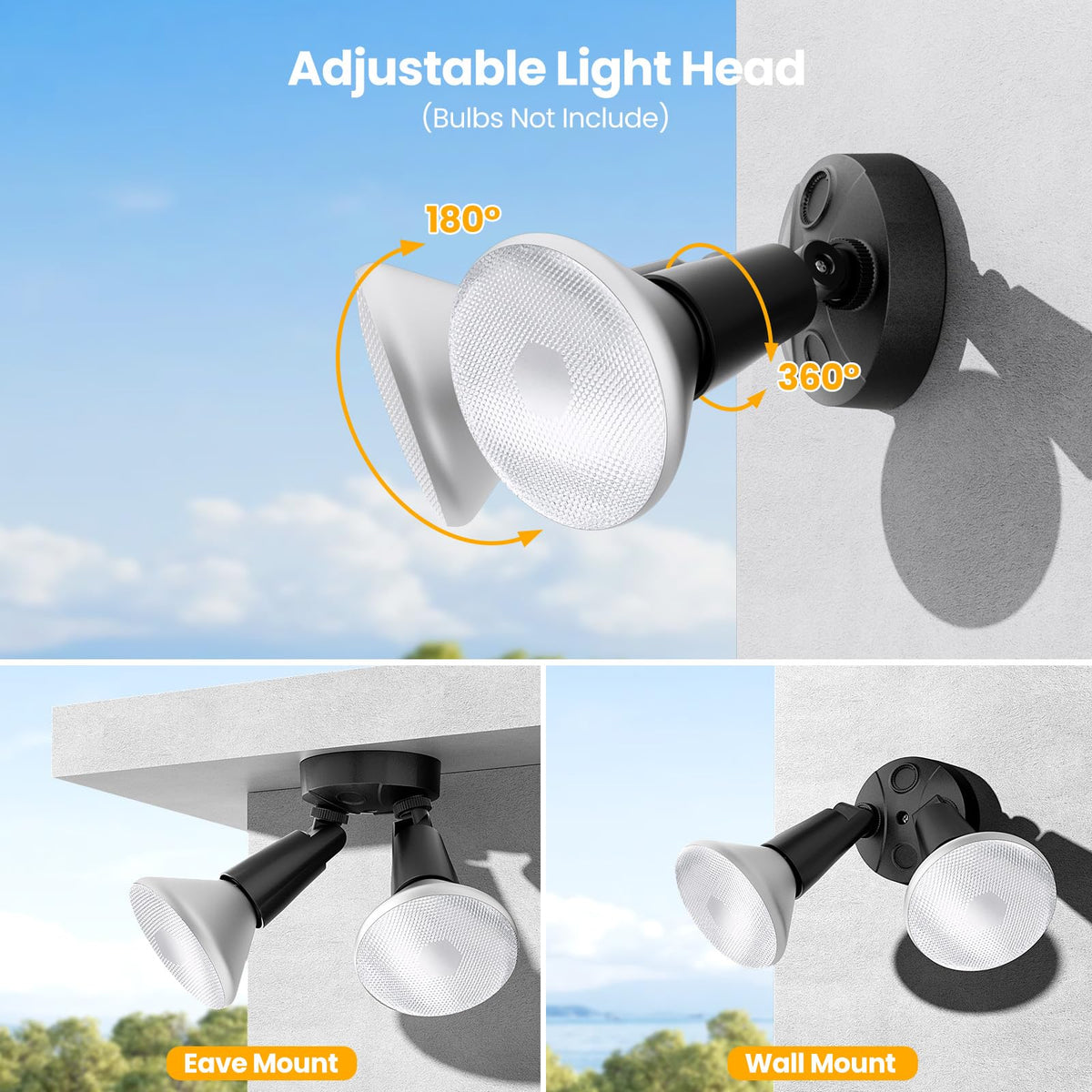 Onforu easy-install flood light designed for wall or eave mounting.