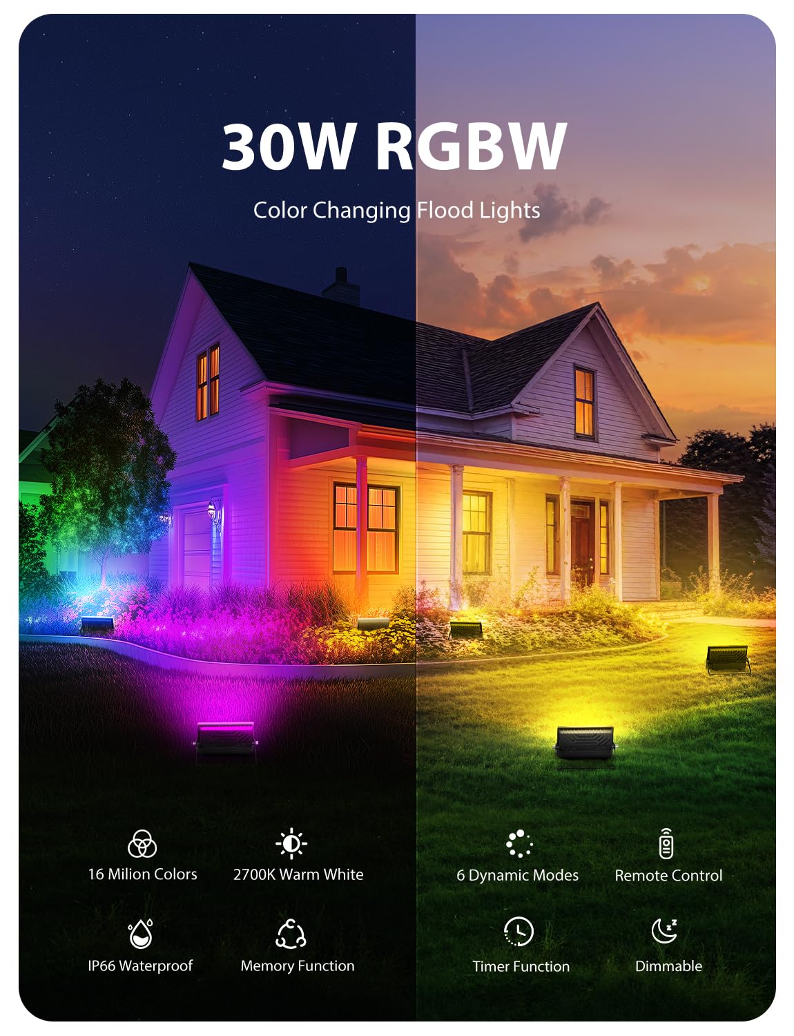 Onforu flood light remote control demonstrating easy color and brightness adjustments