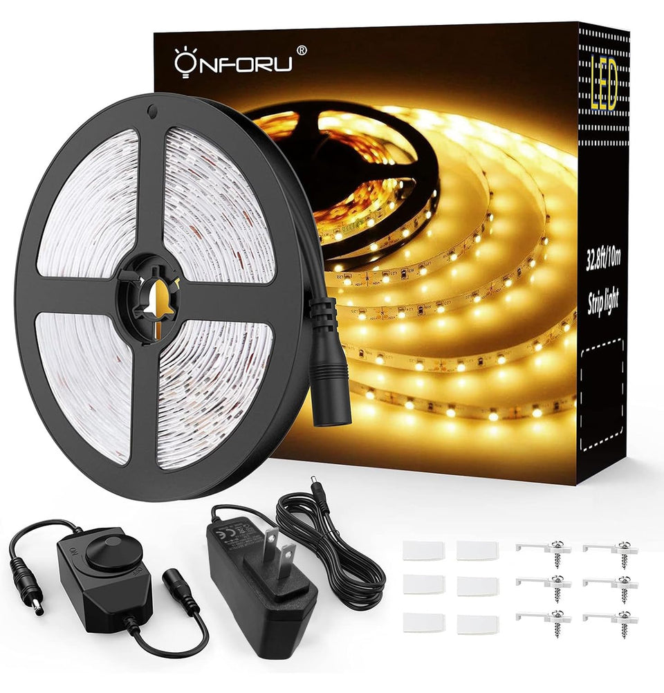 Onforu warm white LED strip 32.8 ft for ambient room lighting