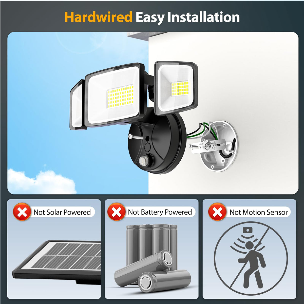 Onforu outdoor flood light delivering 8000lm for yards and entrances