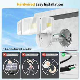 Onforu outdoor flood light, side angle, three adjustable heads for wide coverage