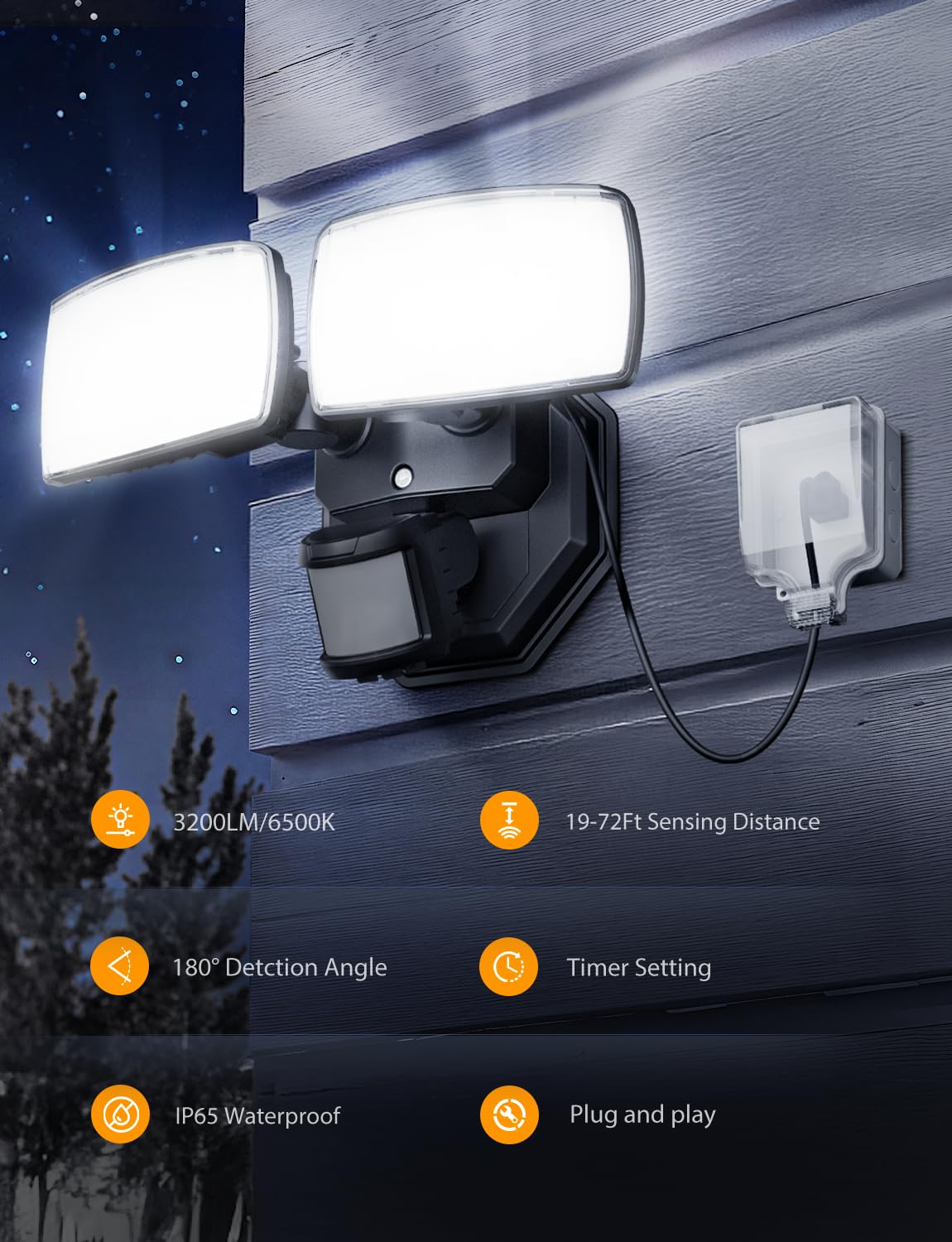 Onforu outdoor wall light showcasing adjustable heads for precise coverage.