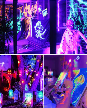 Onforu posters and pigments come alive with vivid UV illumination.