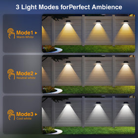 Onforu Solar Fence Lights in natural mode with clear, daylight-like brightness.