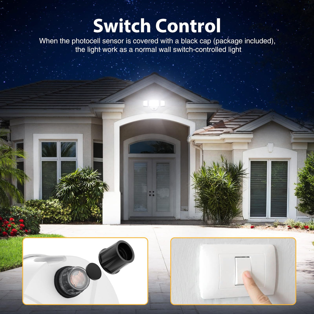Onforu three-heads adjustable LED light covers wider outdoor areas