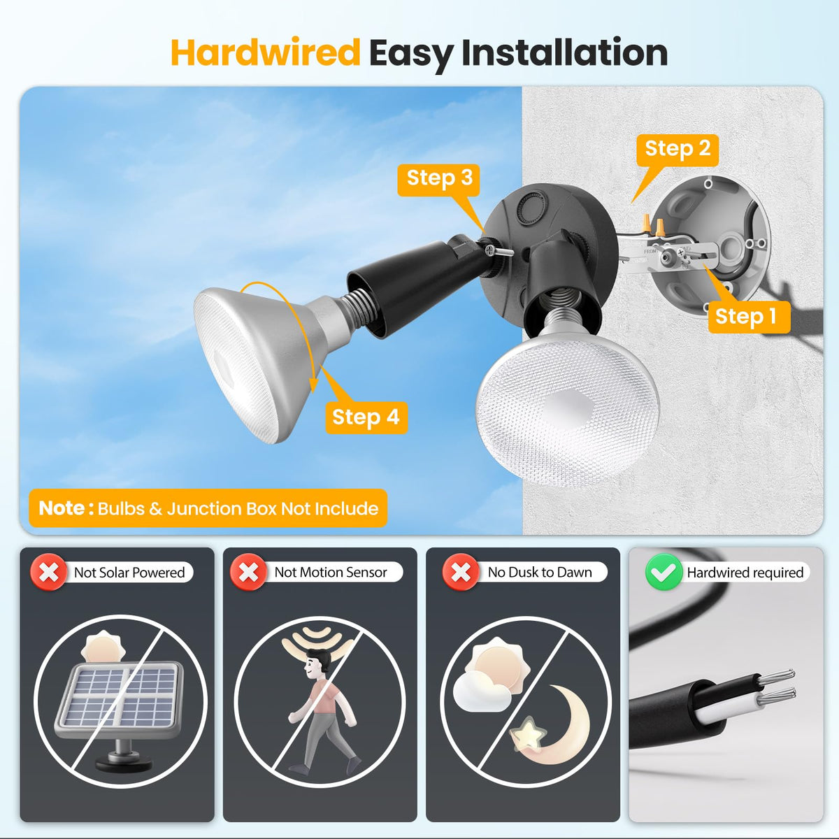 Onforu exterior light with wall switch control for immediate security lighting.
