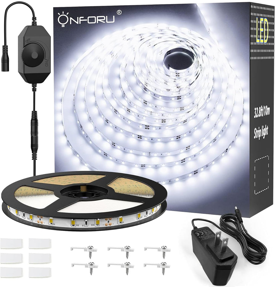 Onforu white LED strip lights, front view for general room illumination