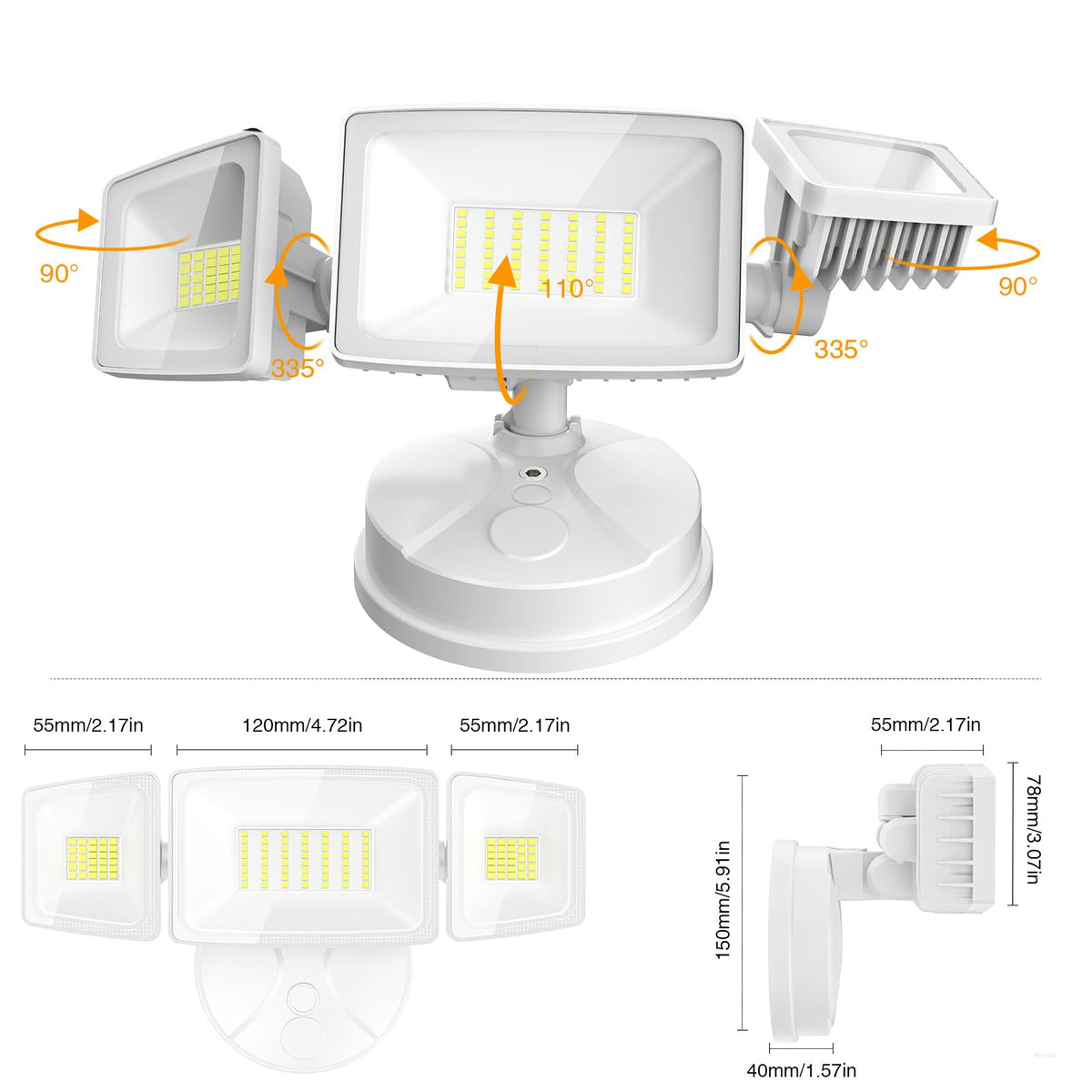 Onforu wide-area 270-degree illumination covering driveways and yards