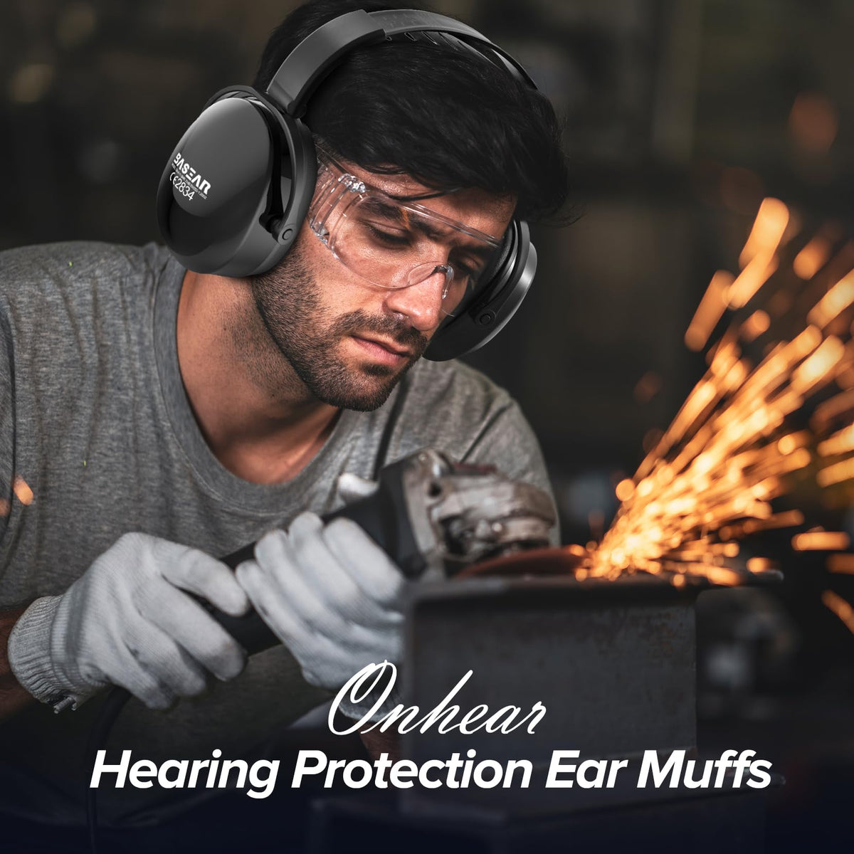 Onhear noise-cancelling ear muffs with soft cushions reduce ambient noise effectively.