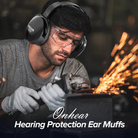 Onhear noise-cancelling ear muffs with soft cushions reduce ambient noise effectively.