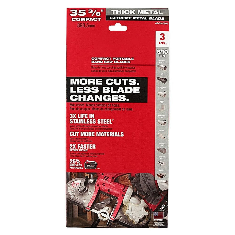 ONIGUARD Milwaukee 35-3/8in extreme metal blades, 3-pack, designed for stainless steel and thick alloys.