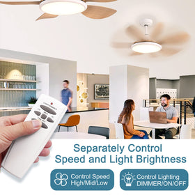 Onisamt remote with dimmer controls fan light for compatible models.