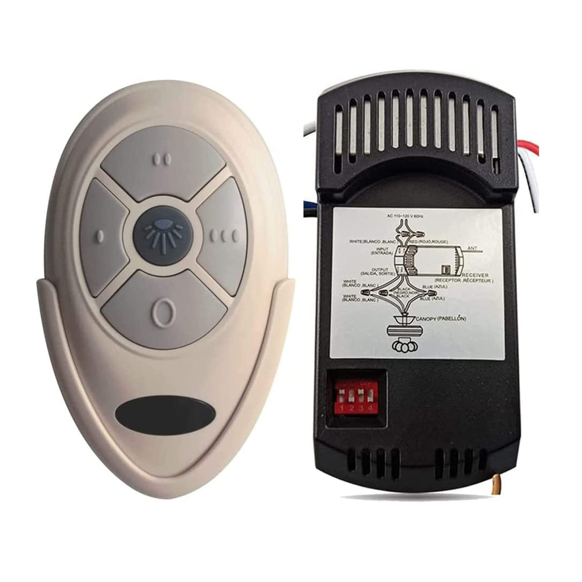 Onisamt ceiling fan remote in hand for easy room control and speed adjustment