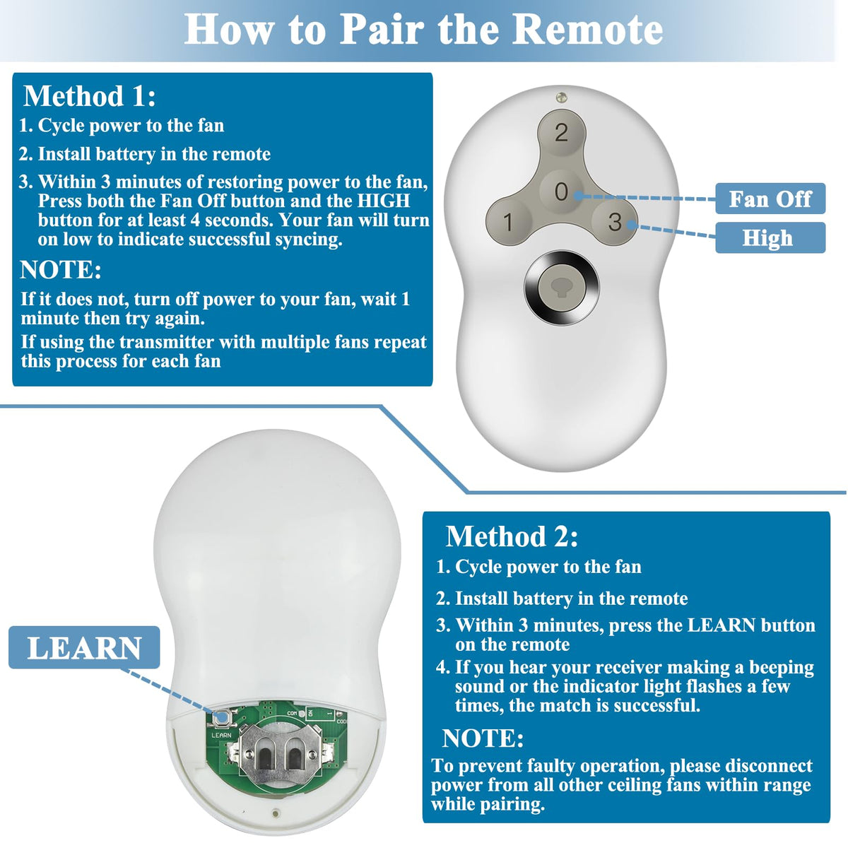 Onisamt remote battery included for quick setup