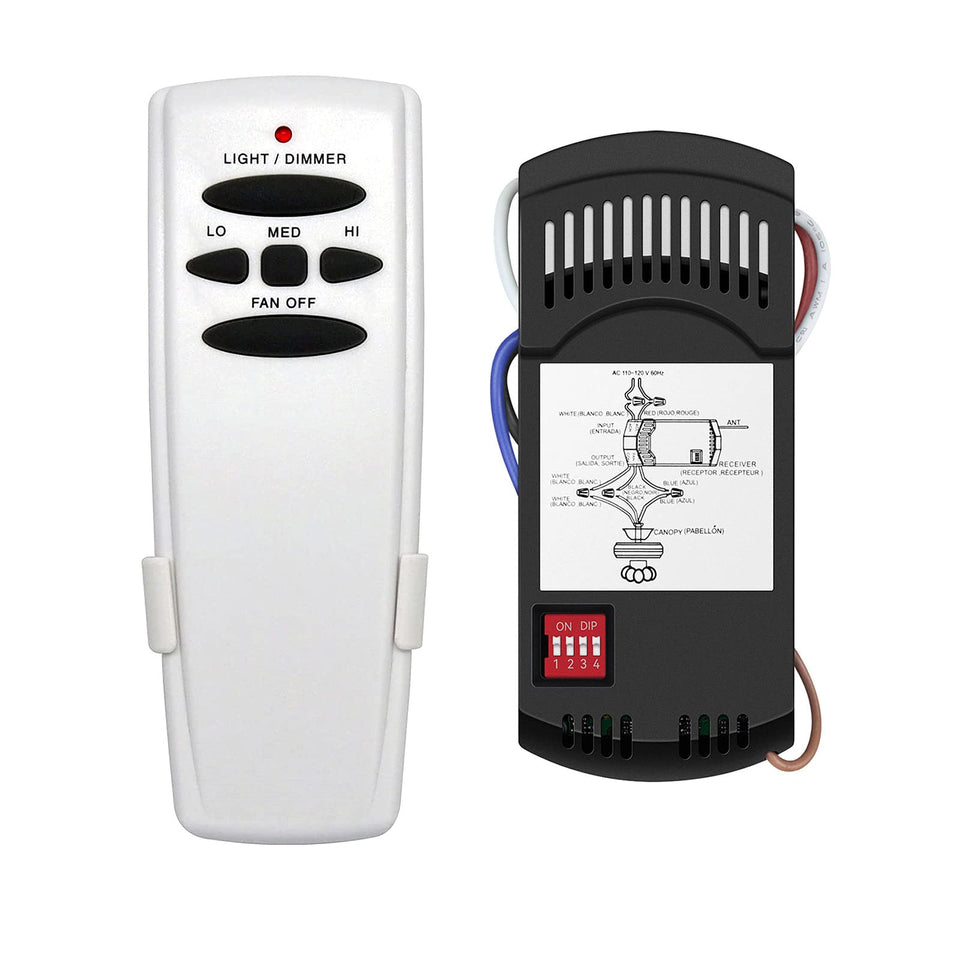 Onisamt universal ceiling fan remote control with receiver for compatible brands.