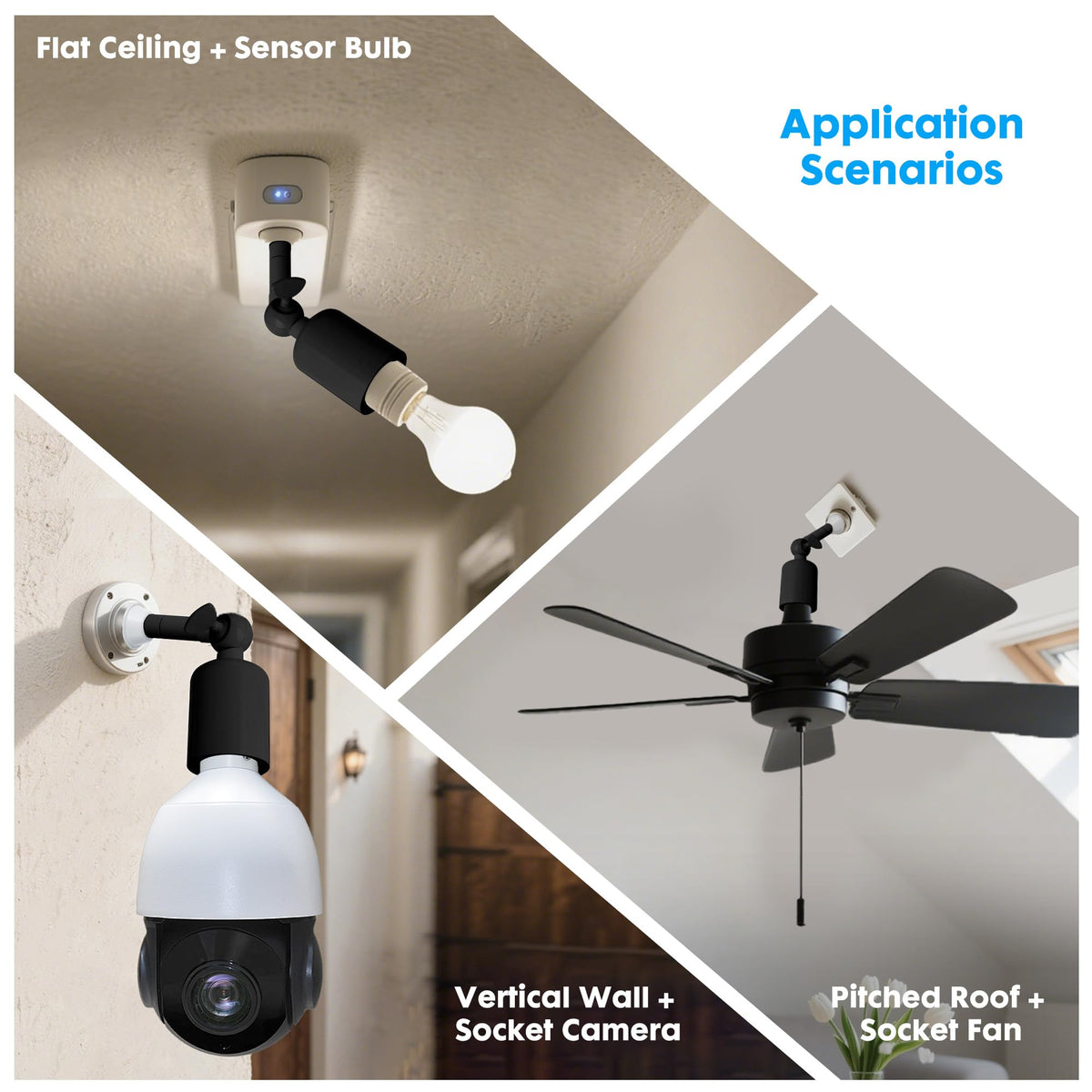 Onite tool-free installation mirrors a bulb for quick setup with E26/E27 sockets.