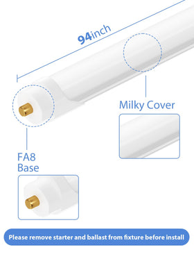 ONLYLUX 5400lm 6000K daylight 8ft LED tube for bright offices