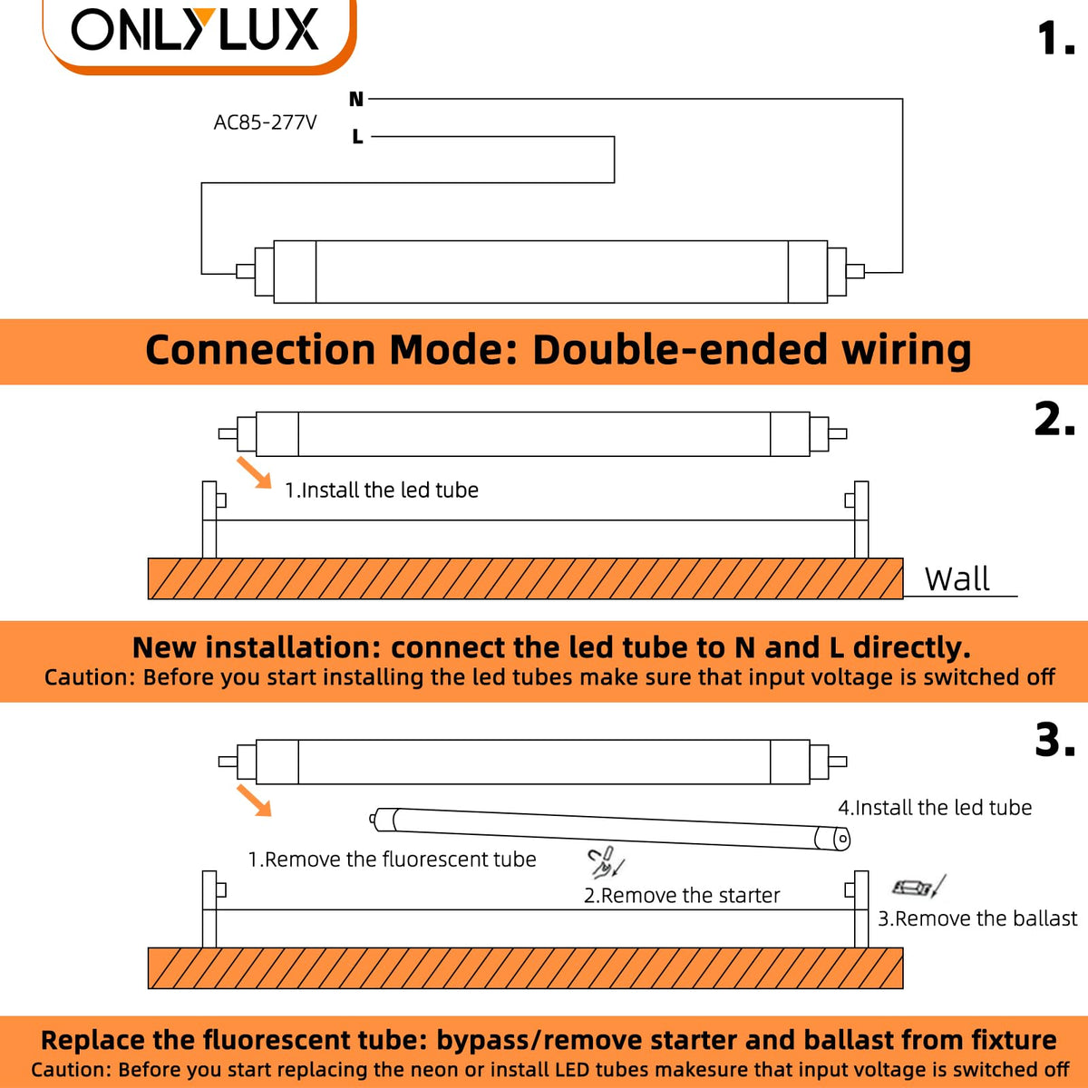 ONLYLUX 8ft replacement tubes fit T8, T10, T12 fixtures.