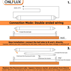 ONLYLUX 8ft replacement tubes fit T8, T10, T12 fixtures.