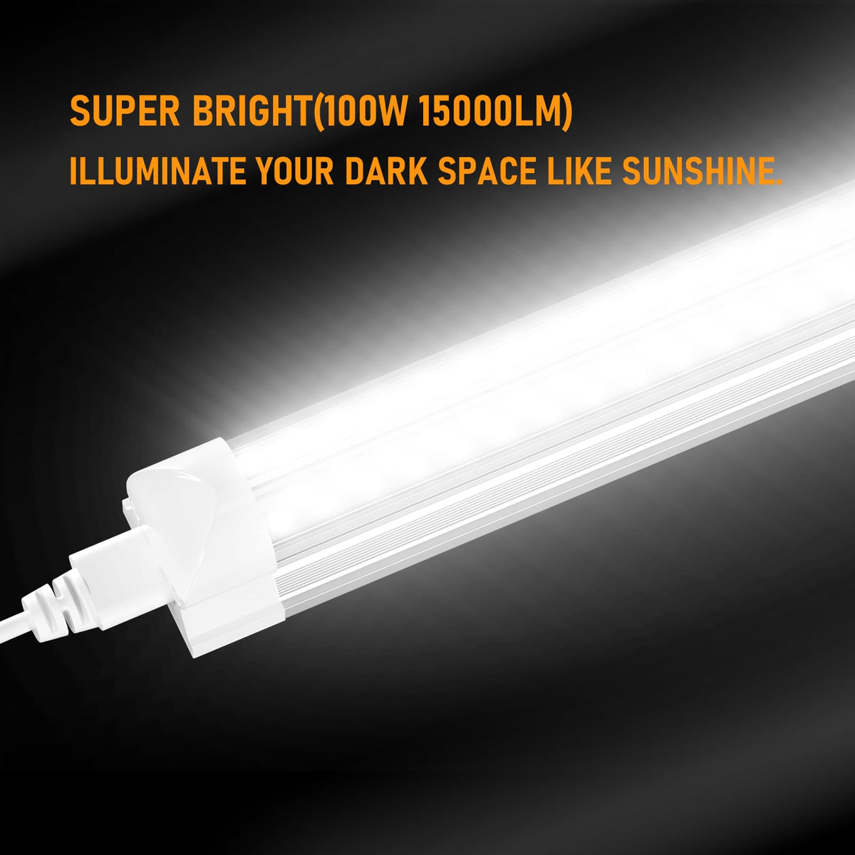 ONLYLUX 8ft LED shop light bright output illustrating high lumen performance