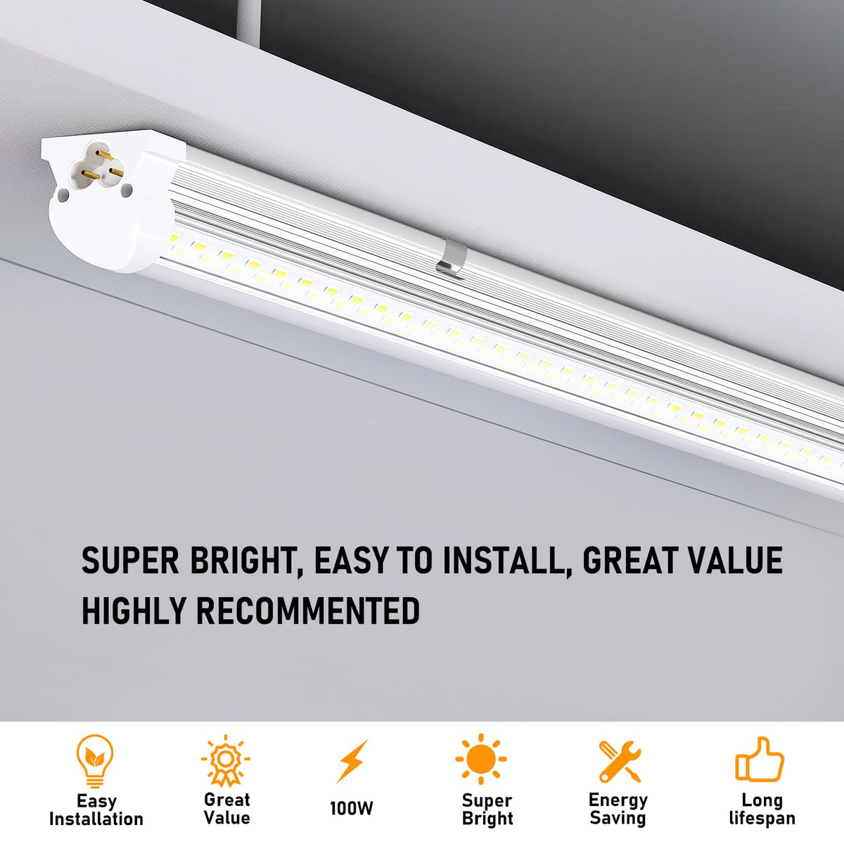 ONLYLUX 8ft LED shop light ceiling mount in use in a workshop
