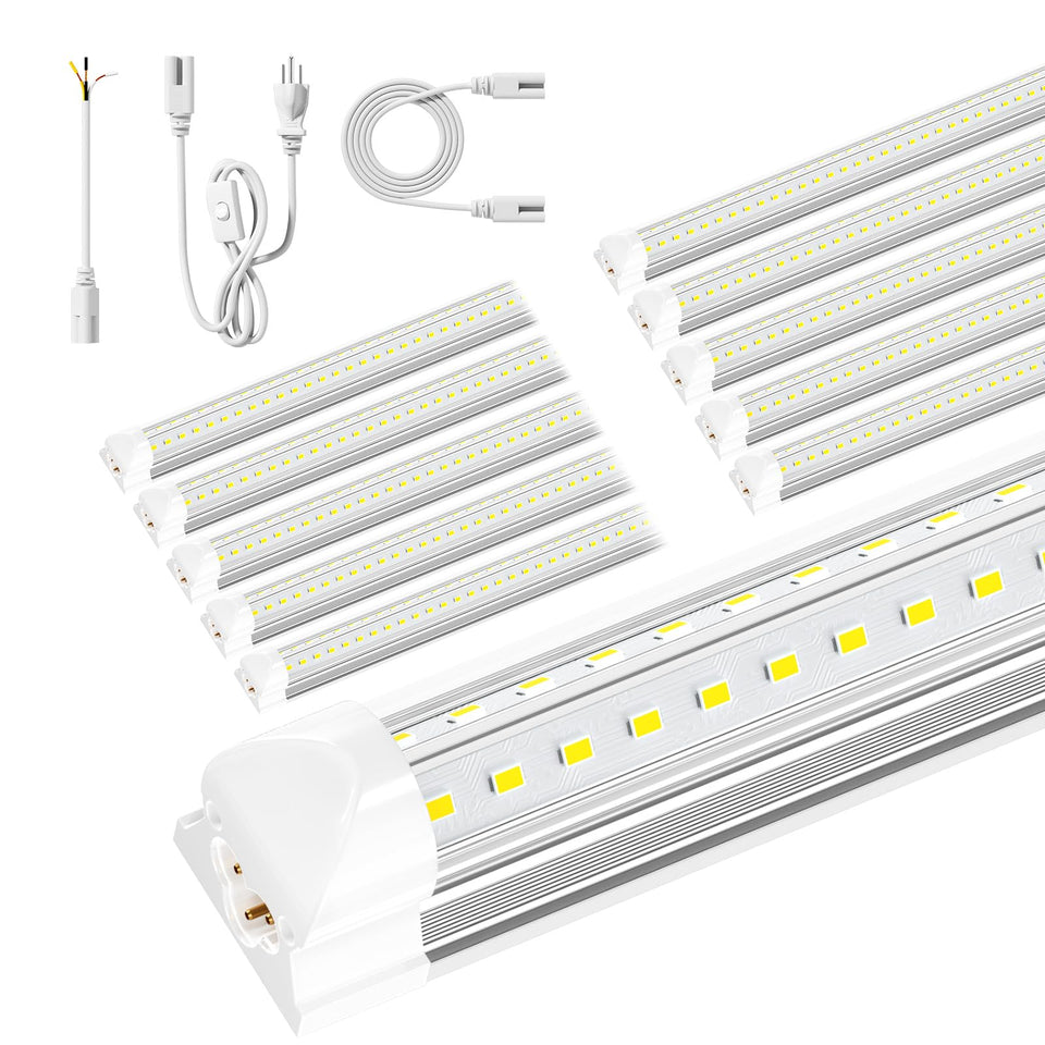 ONLYLUX 8ft LED shop light front view highlights bright, even illumination for garages.