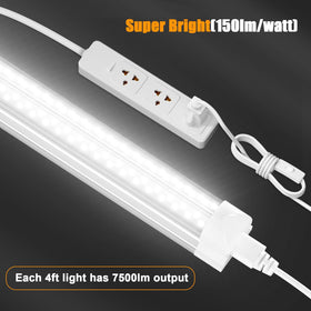 ONLYLUX 4ft LED shop light, linkable for seamless ceiling lighting in workshops.