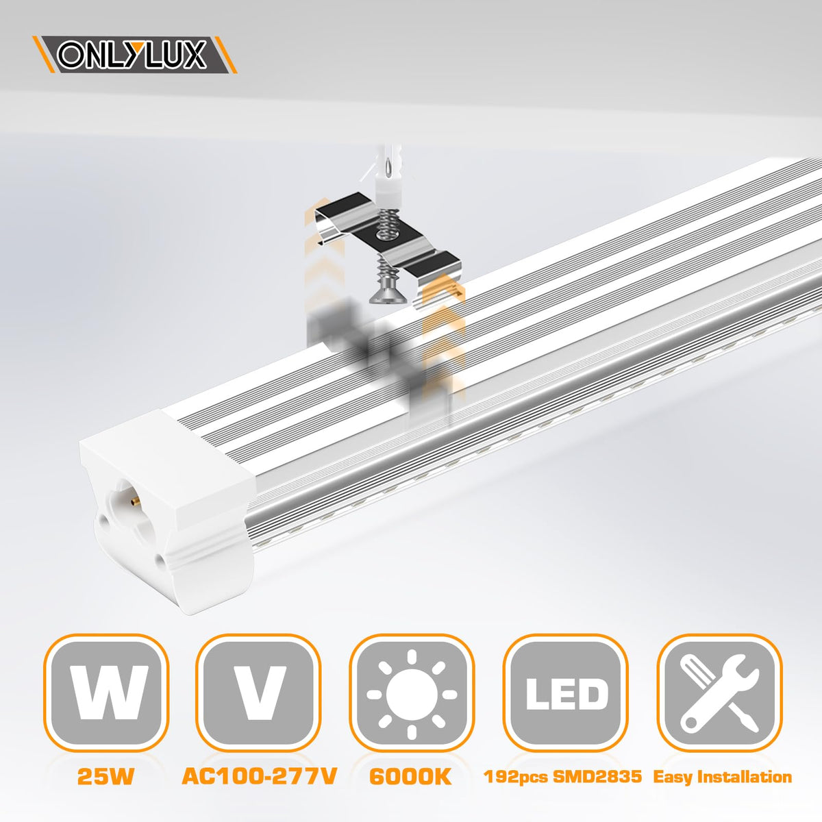 OnlyLUX shop light used over a garage workbench for better visibility