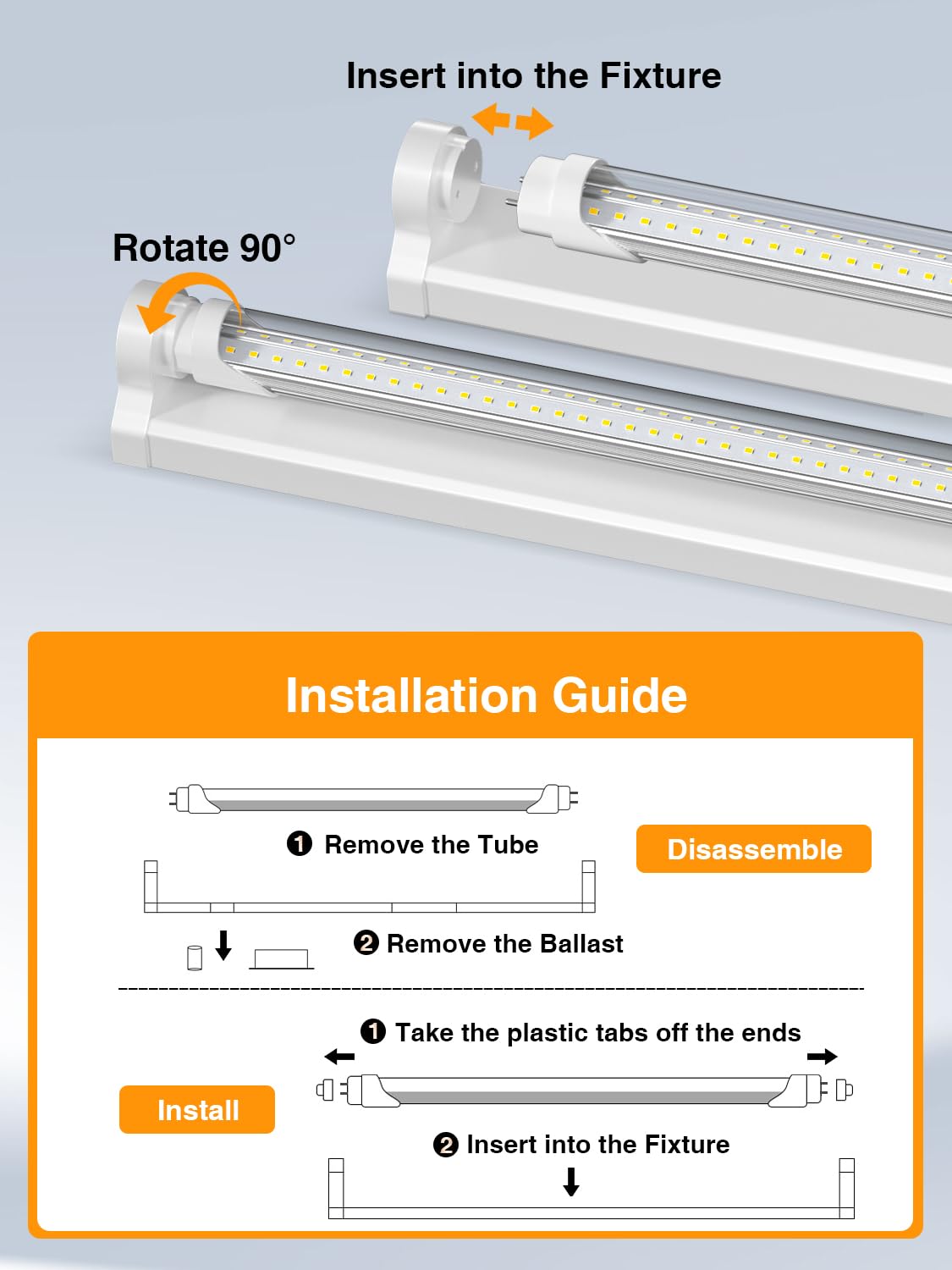 ONLYLUX 4ft bulbs with 270-degree beam-angle coverage for garages