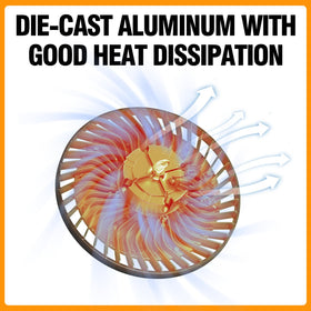 ONLYLUX UFO high bay light top view emphasizes compact aluminum housing for heat dissipation.