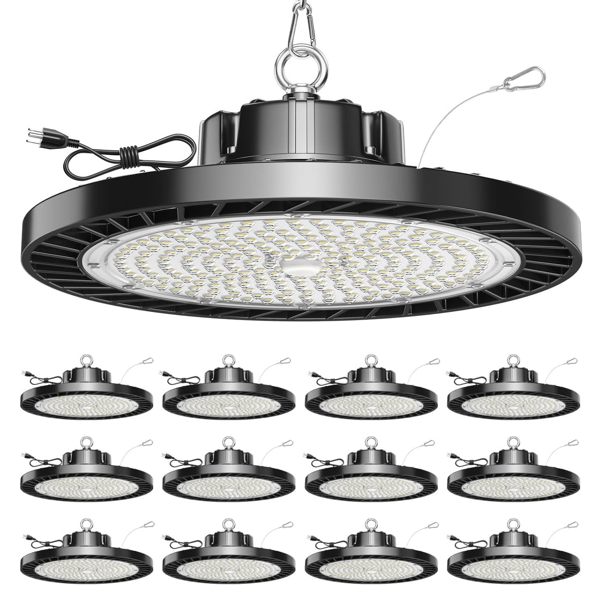 ONLYLUX UFO LED high bay light mounted on ceiling for bright industrial illumination