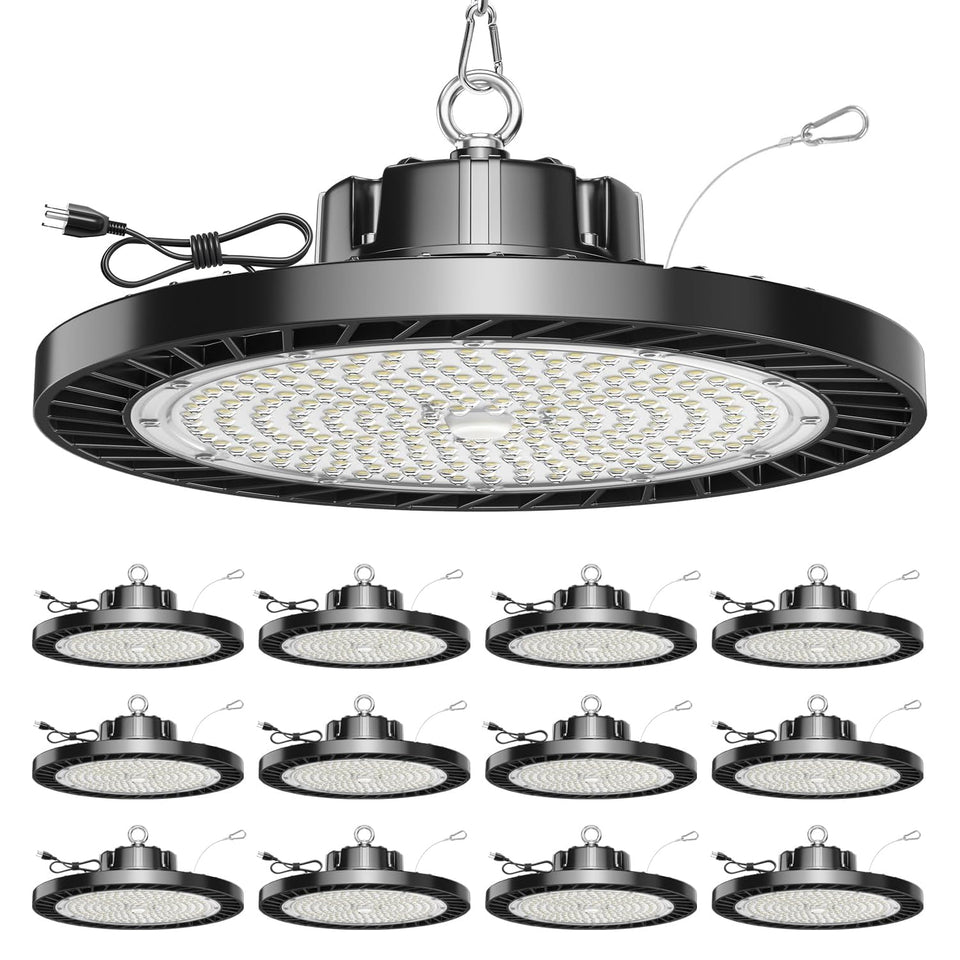 ONLYLUX UFO LED high bay light mounted on ceiling for bright industrial illumination