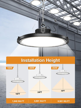 ONLYLUX UFO LED High Bay 5000K daylight for clear visibility.